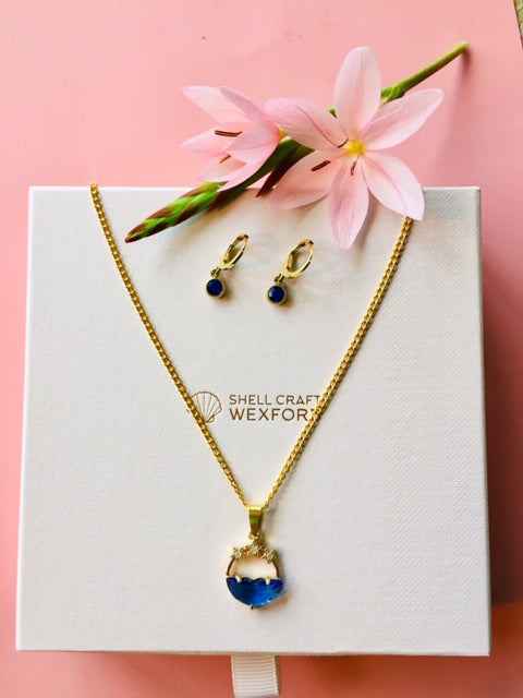 Necklace Set "Stars Over The Ocean" in blue