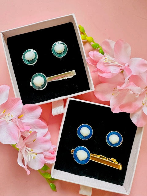 Cufflinks & Tie Pin Set - Green