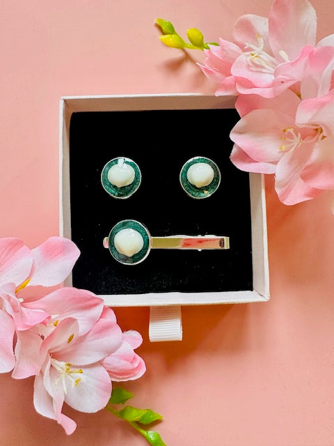 Cufflinks & Tie Pin Set - Green