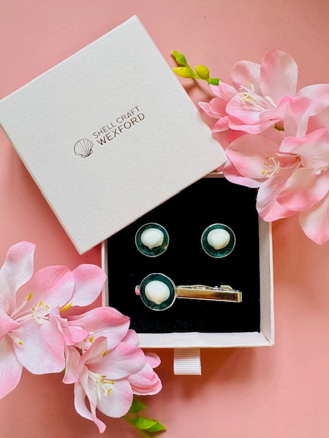 Cufflinks & Tie Pin Set - Green