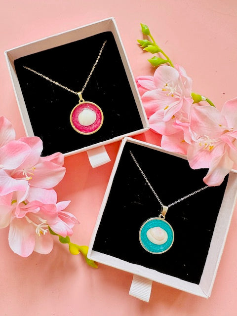 Seashell Shine Necklace - Turquoise/Silver