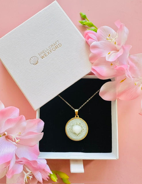 Seashell Shine Necklace - White/Gold