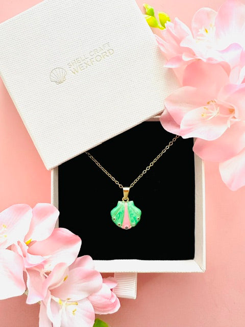 Mint Seashell Pendant Necklace