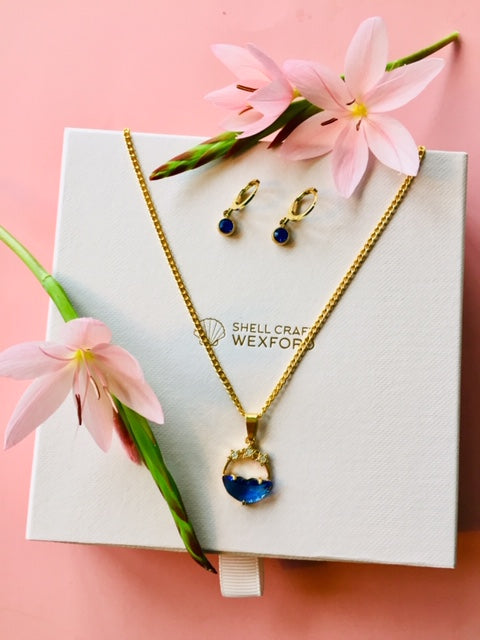 Necklace Set "Stars Over The Ocean" in blue